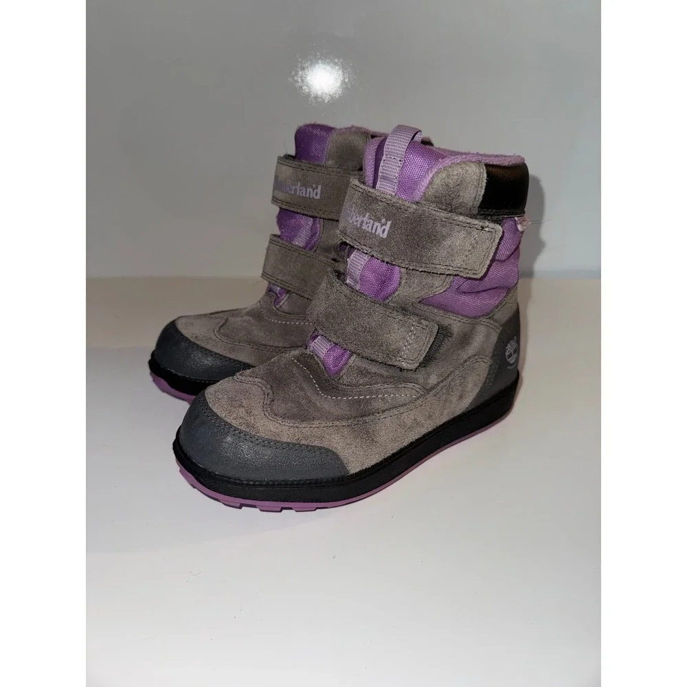 Timberland Girls Waterproof Snow Boots Grey Purple Thermolite 200g 5078R Sz 2.5